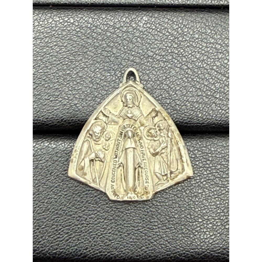 Antique Sterling Silver Virgin Mary Medallion Charm 7 Grams J28